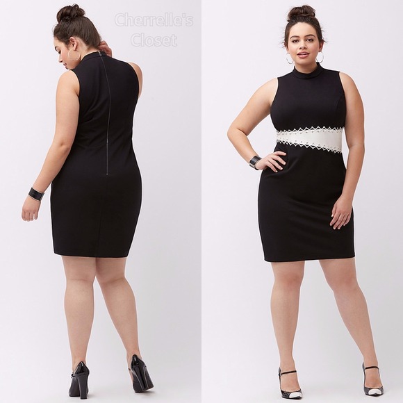 Lane Bryant Dresses & Skirts - Lane Bryant Laced Eyelet Bodycon Dress BY ABS Allen Schwartz Plus Size 1X Black